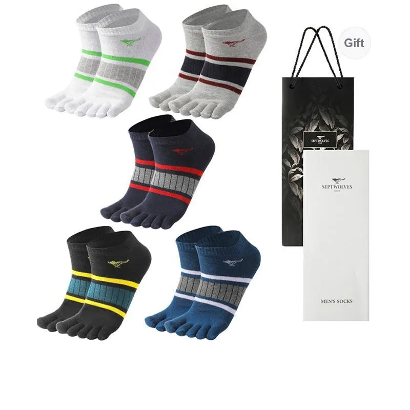 SEPTWOLVES Mid Calf Socks Men's 5 Pairs Gift Box Sets+Shopping Bag-14