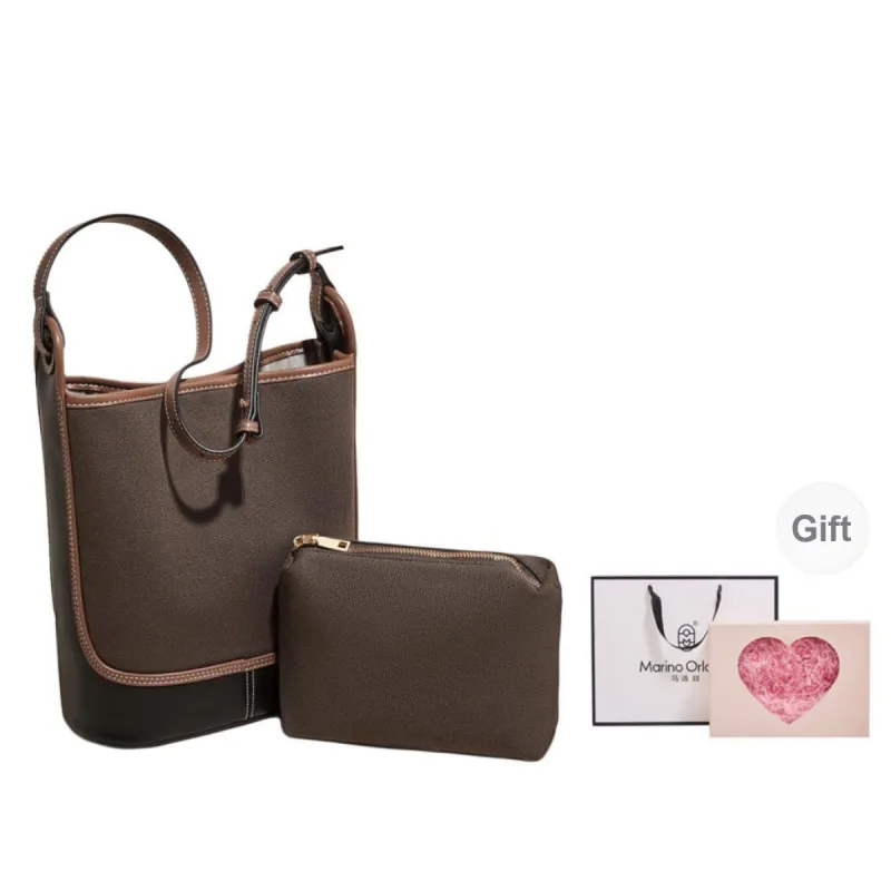Marino Orlandi Fabric With Synthetic Leather Shoulder Bag Shoulder Bag Women's Coffee Black/Apricot Blue/Brown Black-10