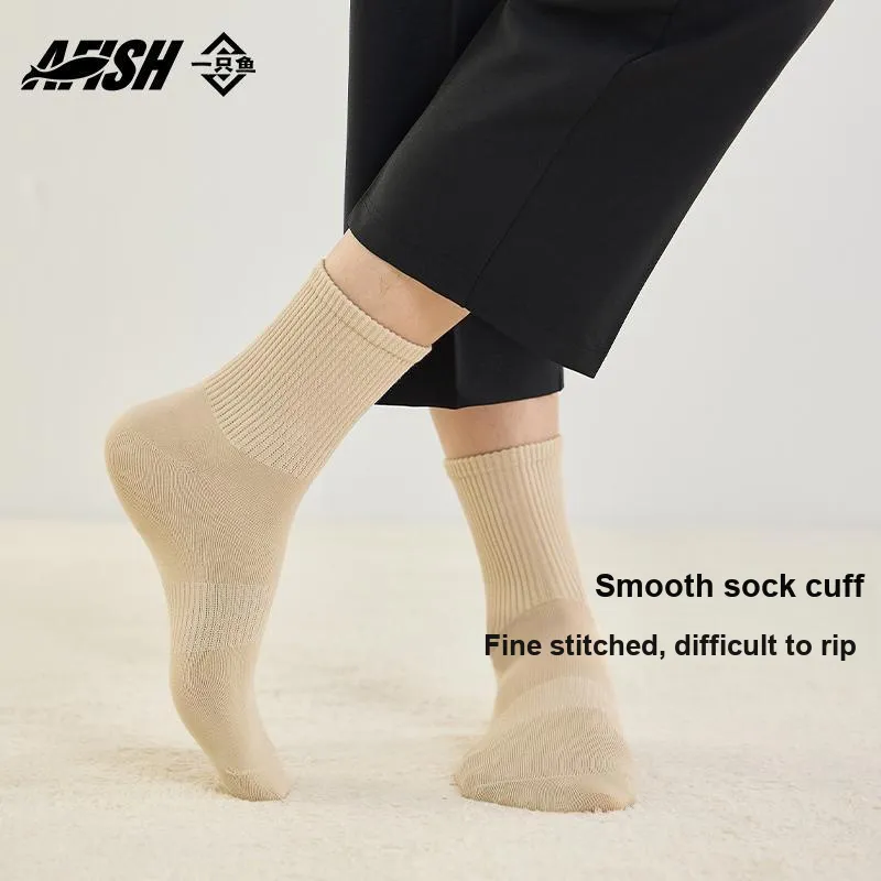 AFISH Mid-Calf Socks Men's 5 Pairs Shopping Bags