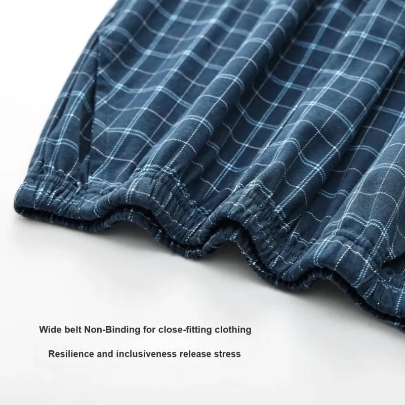FARO Pajama Pants Men's Blue Square Plaid-2