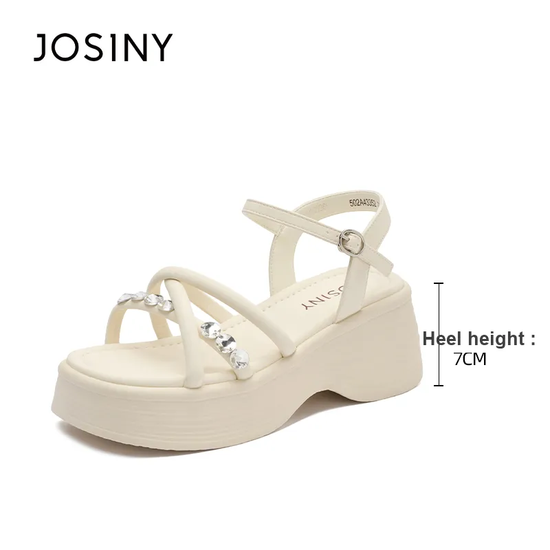 JOSINY Beach Sandals Women's Black/Ecru-1