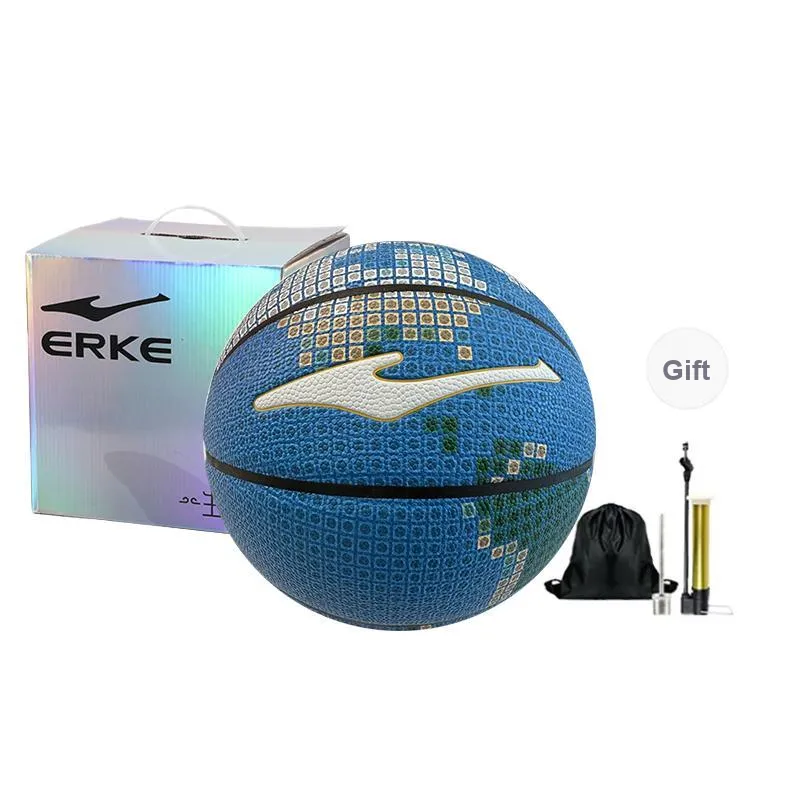 Erke PU Basketball Blue White Size 7 Ball Training-5