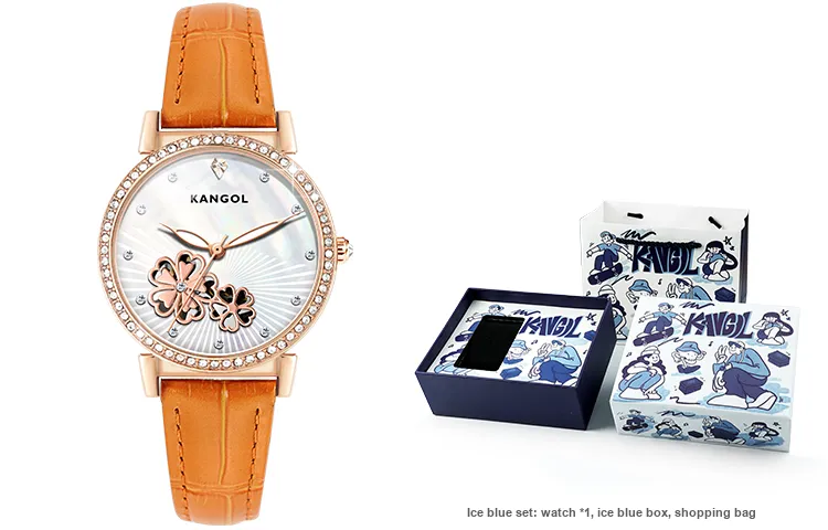 KANGOL Automatic Mechanical Movement Genuine Leather Strap Watch Women's Watch White Dial KANGOL-K316-12