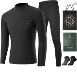 Mock Neck Set (Black) 100% cotton Windproof/Includes 2-Pack Cotton Socks+Shopping Bag