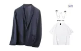 Navy Blue (Short-Sleeved T-Shirt+Brooch)