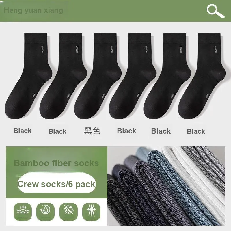H YXIANG Mid Calf Socks Men's 6 Pack-9