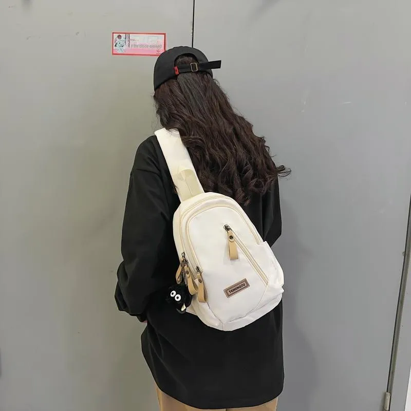Travel Nylon Shoulder Bag, Crossbody Bag, Sling Bag Regular Unisex Black/White/Coffee/Khaki/Red-6