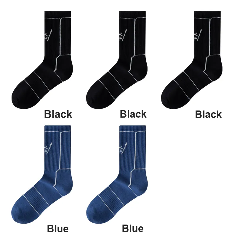 H YXIANG Mid Calf Socks Unisex 5 Pack-15