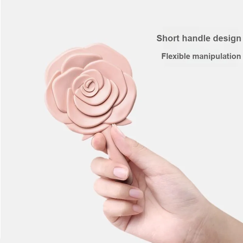 ZHENZI Cute Mini Handheld Rose Mirror Vanity Stool Portable-4