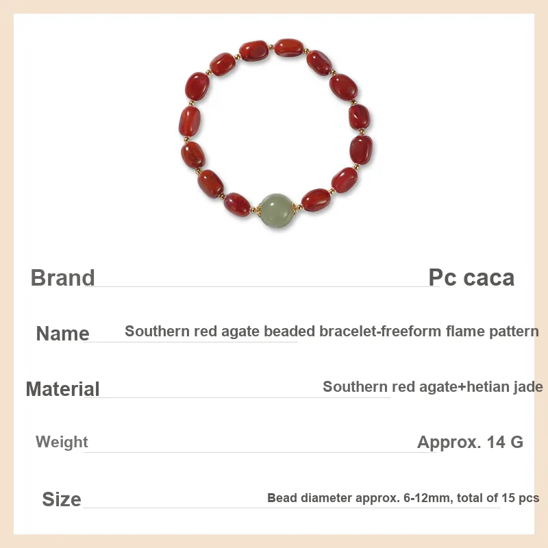 ZHANGKAKA Southern Red Agate Bracelets Unisex-3