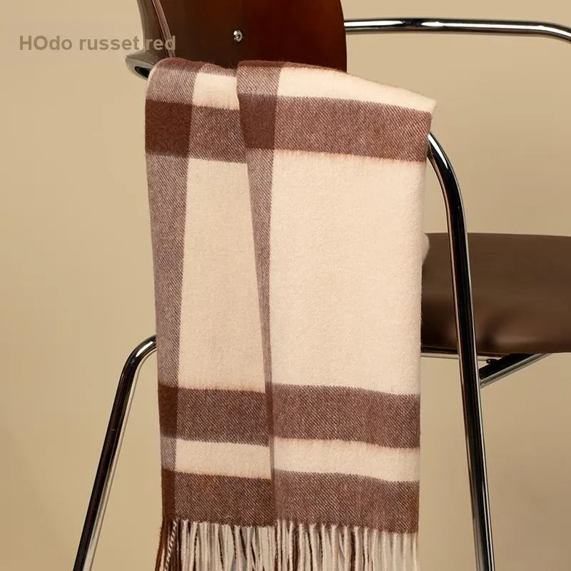 Red Bean 30% Cashmere 70% Wool Knit Scarves Women's-3