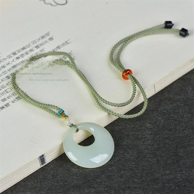 Jing Ruyu Hetian Jade Necklaces Pale Greenish White Jade Unisex-5