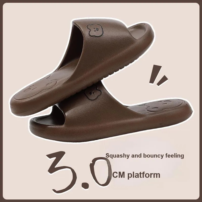 Foot Recreation Summer Bear Home Indoor Bathing Slip Resistant Couple Squashy And Bouncy Feeling Slippers, Unisex-32
