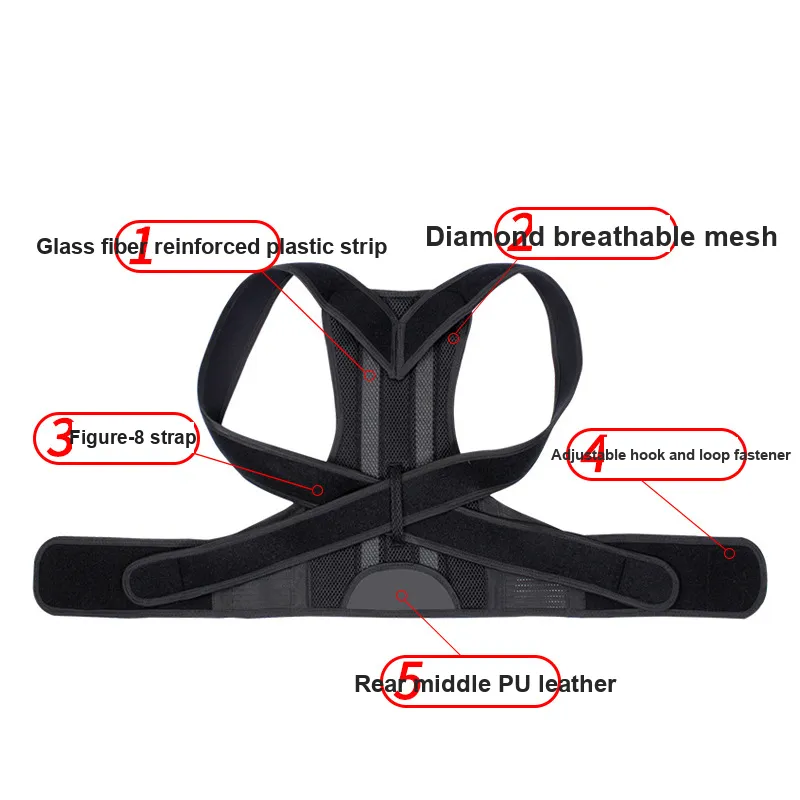 Youyou Back Support Braces Breathable Protective Compression Slip Resistant Black PU Polyester Unisex-2
