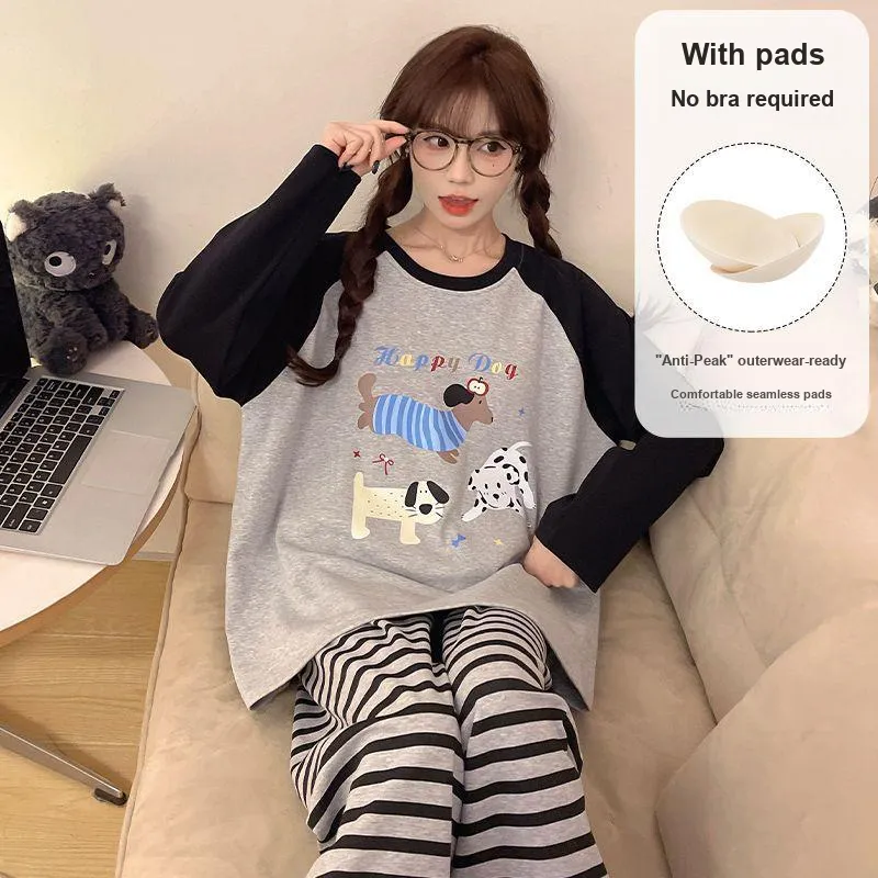 METE WHALE MT Pajama Set Women's Puppy Stripes-5