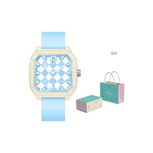 Miniso DOPAMINE Кварцевый механизм Резиновый ремешок Часы Унисекс Синий циферблат