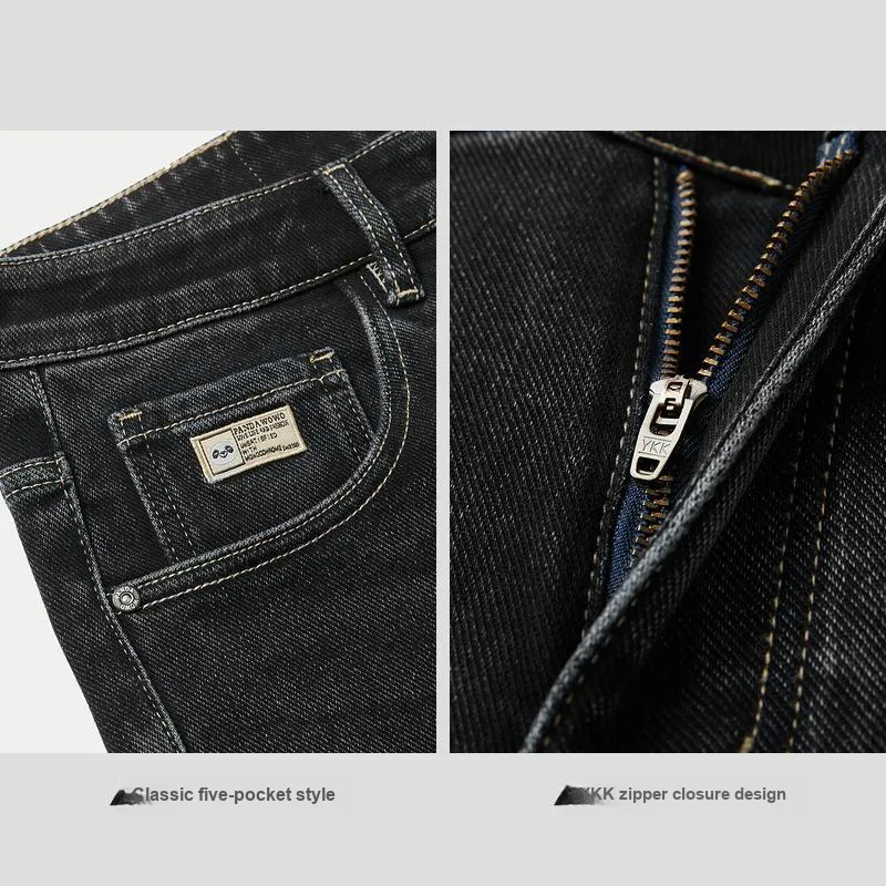 HLA Panda Wowo Series Jeans Men Black Denim Gradient Dark 6F-4