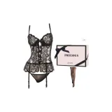 Black[Festival Box][Steel Ring Vest (with Garter Belts)+T Pants]+Black Long Stockings