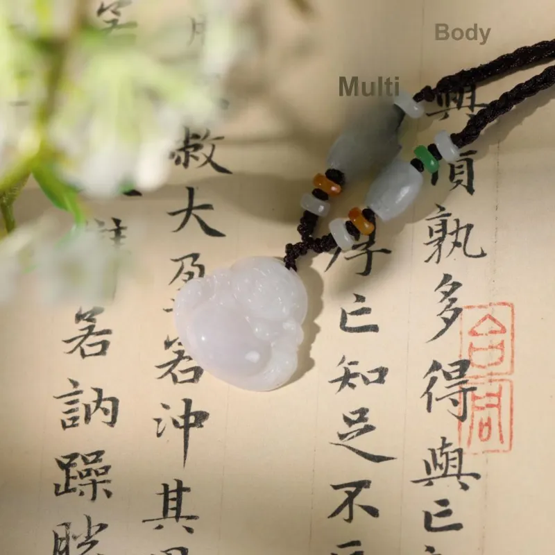 Clear Snow Bean Type Jadeite Necklaces Unisex-19