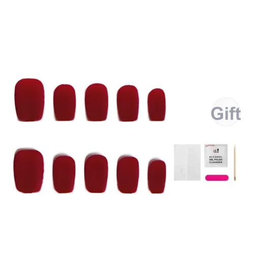 JIABITU Плюшевый Красный False Nail Короткий LADDER Однотонный Телесный Велюр 14mm