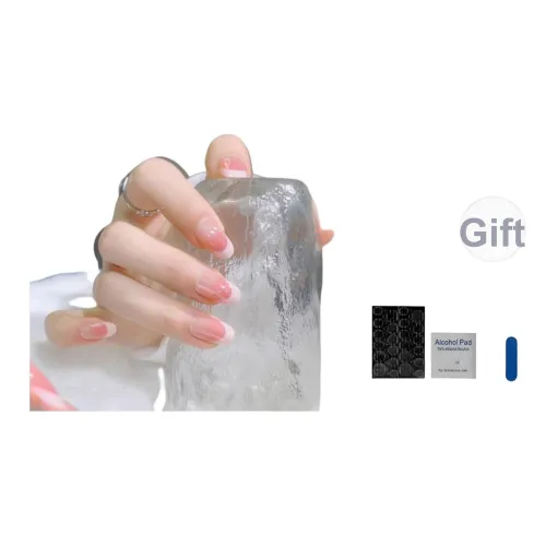 OUYUJI Ручной работы Готовый товар Съемный False Nail Миндаль MID Длина Овал Розовый Jump Цвет Coquette