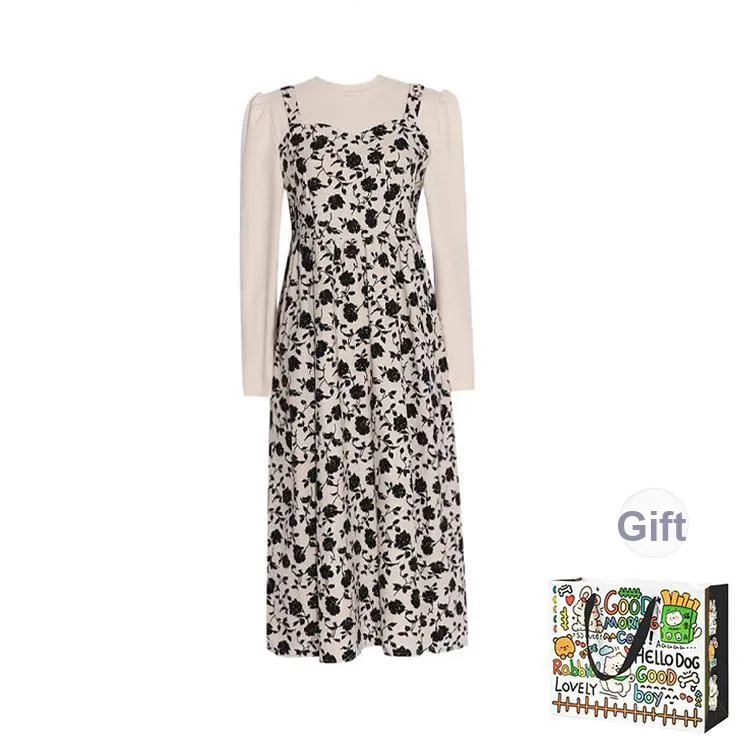 Pzhk Long Sleeved Dress Women's Apricot