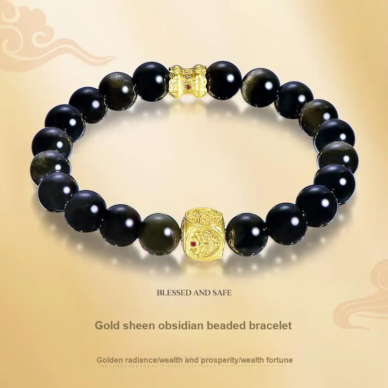 TAOHUAZHAOZHAO Obsidian Bracelets Unisex-2