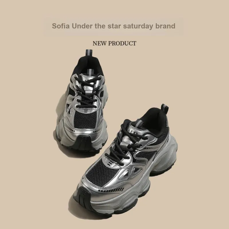 Safiya Low-Top Chunky Sneakers Women's Gunmetal-5