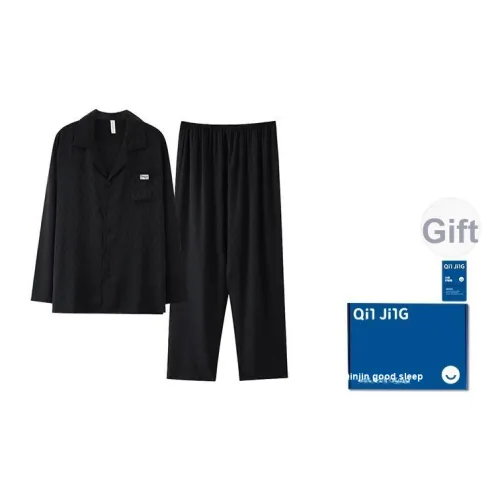 Qin Jing Пижамный комплект Мужской с скрытой текстурой Черный