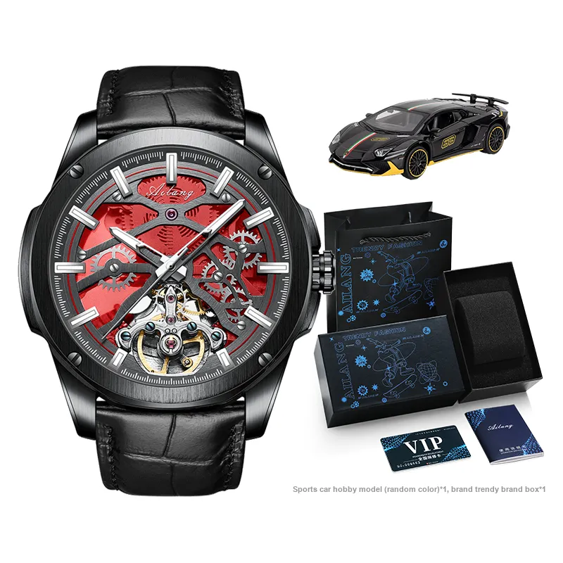 AILANG Fully Automatic Mechanical Watch Automatic Mechanical Movement Rubber Strap Watch Men's Watches Green Dial-0