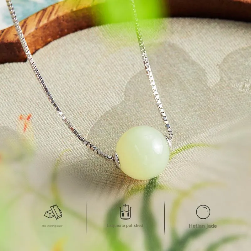 Royal Heaven's Choice Hetian Jade Necklaces Pale Greenish White Jade Unisex-1