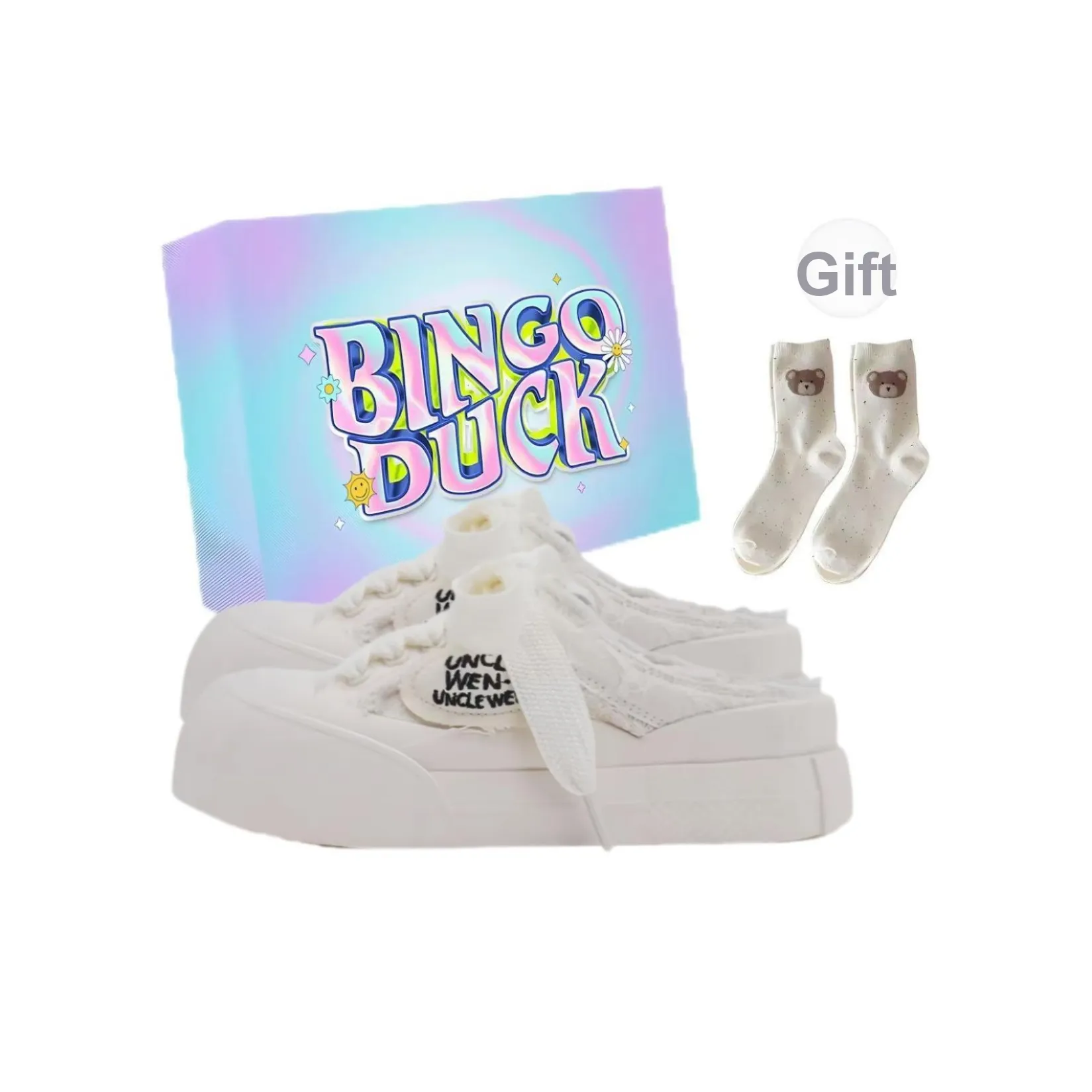 BINGO DUCK Противоскользящие домашние тапочки для женщин цвет экрю