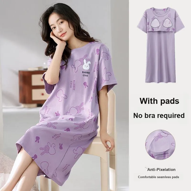 XISHE Nightgown Women's Light Purple-1