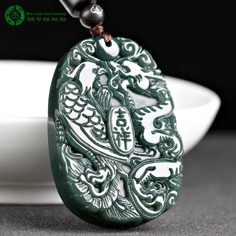WANYUHUN Pendants Green Jade Unisex-1