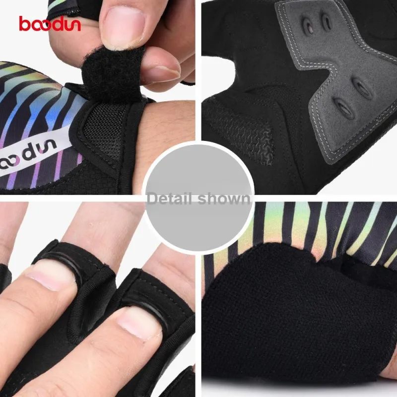 BOODUN Riding Equipment Cycling Glove Unisex Microfiber Silicone Dazzling Color-5