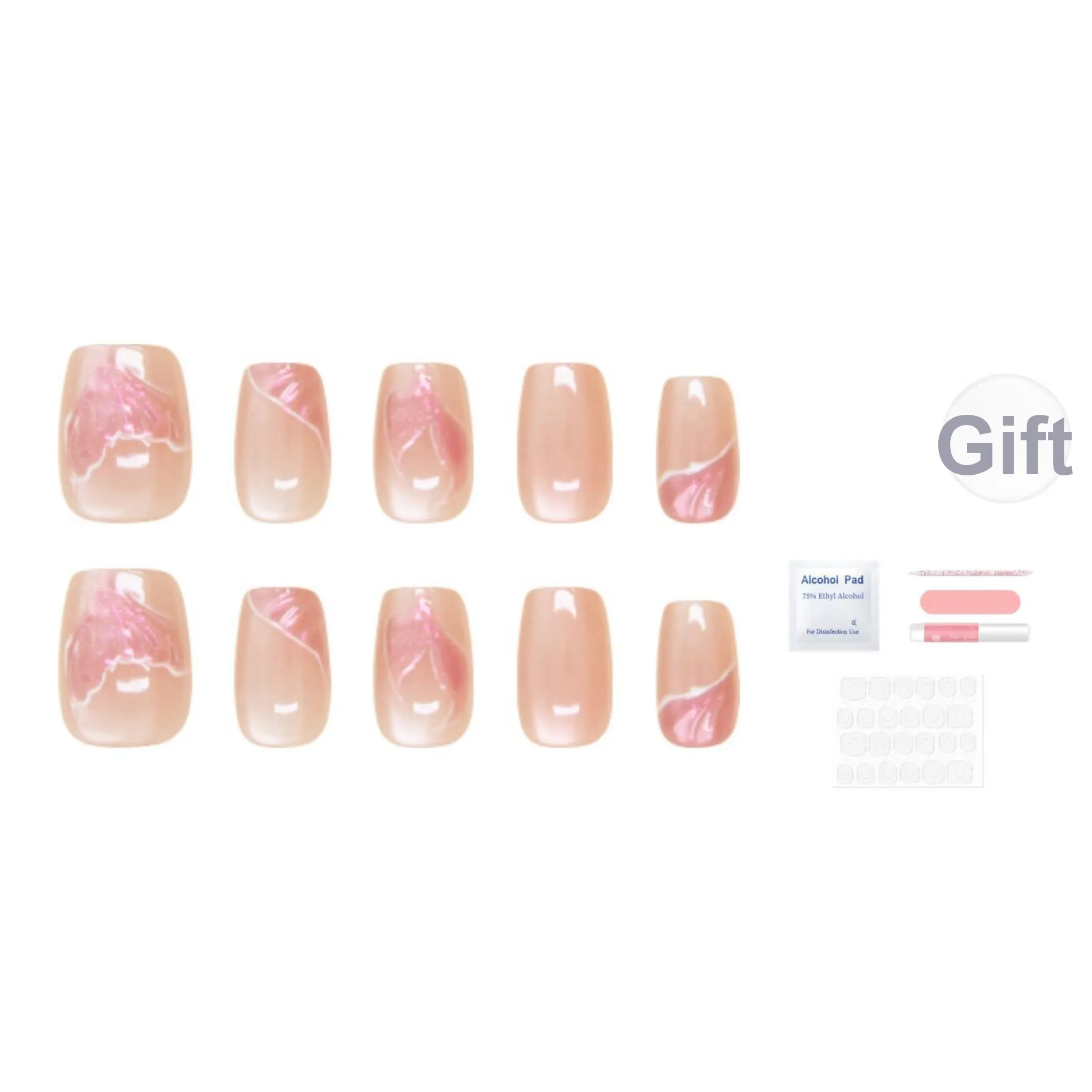 SEVERLAND False Nail Короткий Розовый Aurora Mermaid Кошка'S Eye Jump Цвет