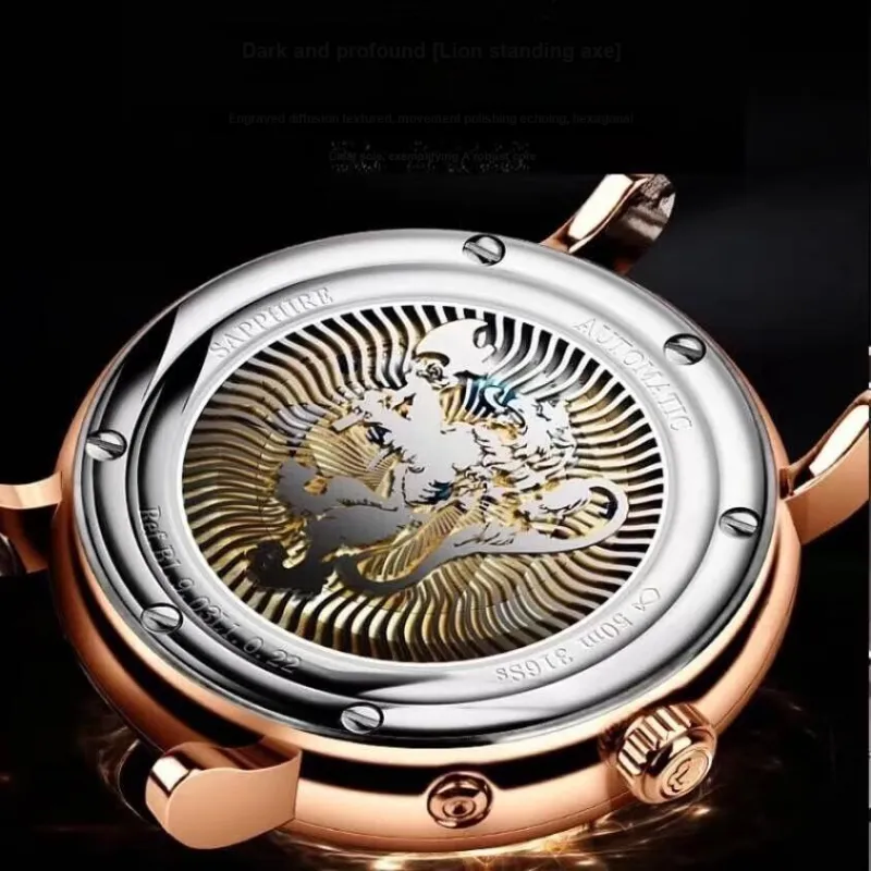 BORMAN Automatic Mechanical Movement Cowhide Strap Watch Men's Watches White Dial-4