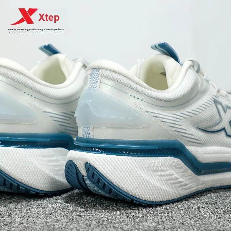 XTEP Cushioned Wear-Resistant Breathable Professional Running Shoes Men's Sail White/Evening Dusty Blue-9