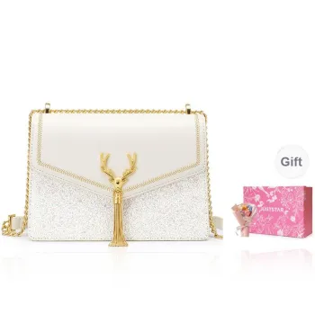 JUST STAR Synthetic Leather Shoulder Bag Regular Women's Black White Pink