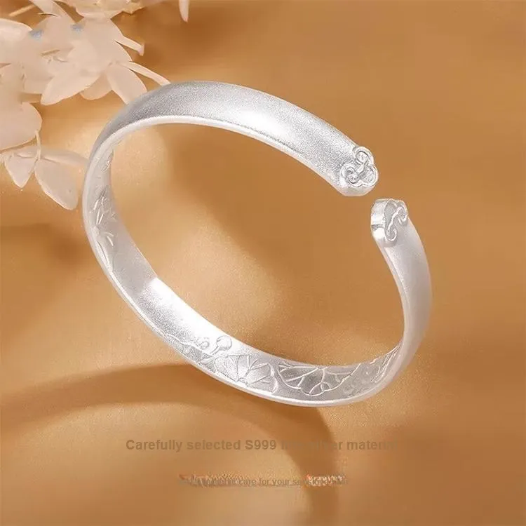 CHINA GOLD 999 Fine Silver Bangles Women's-2