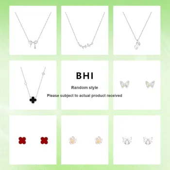BHI Sandalwood Necklace, Ring, Bracelet, And Stud Earrings, Alloy S925 Silver, Zircon Unisex