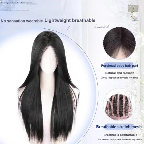 GLUNA Nanxi Богиня CENTER Разделенная Черная Прямая Перука