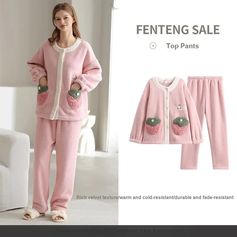 FENTENG Pajama Set Women's Pink-1