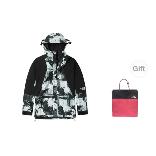 THE NORTH FACE Windbreaker Jackets Unisex Black And White Plaid+Gift Bag