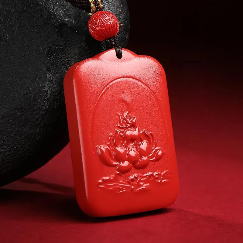 With The Heart Of The Jade Reconstructed Cinnabar Necklaces Unisex-5