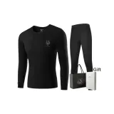 Men's Crew Neck Set (Black) 100% cotton Printed Wolf Head/Shopping Bag Included