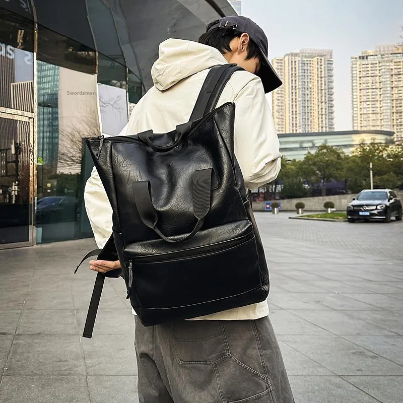 Yalu PU Backpack Unisex Black/Brown-1