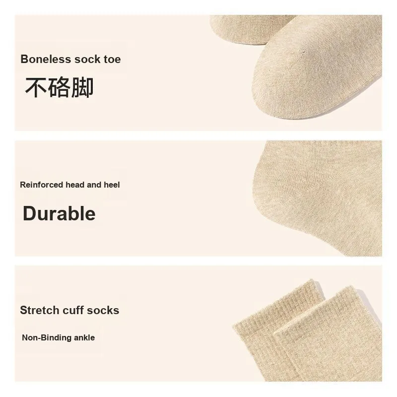 B&C.Room Mid Calf Socks Spring Summer Unisex 5 Pack Black White Gray-3