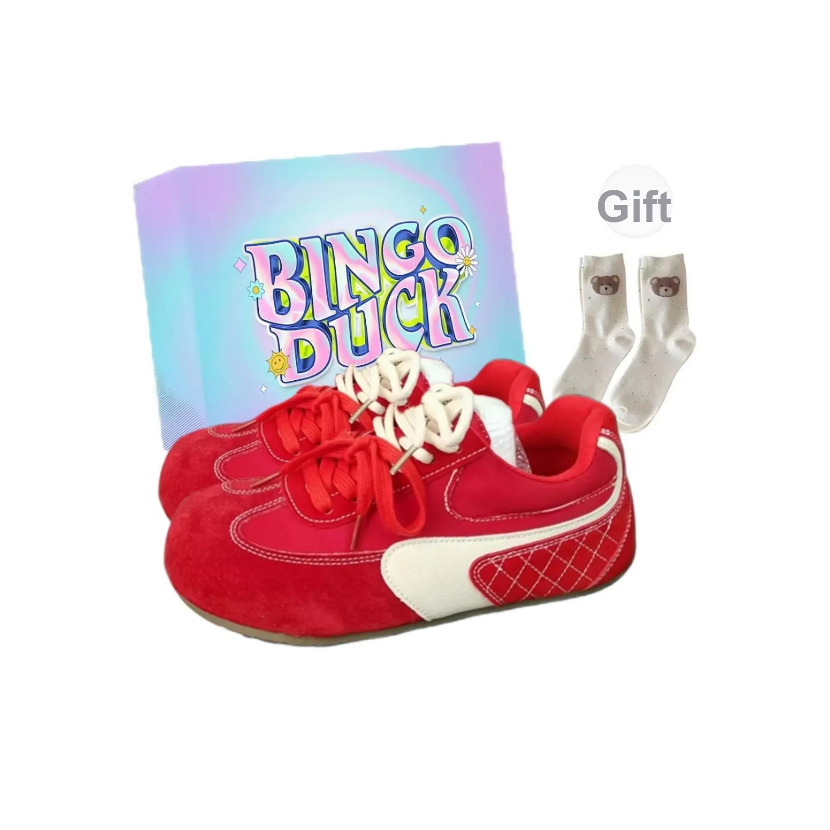 BINGO DUCK Скейтборд Кроссовки Женские Красные