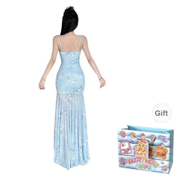 QUIET ANGEL Slip Dress Women's Blue-2